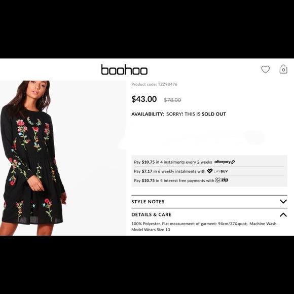 🆕SZ18 BOOHOO FORAL EMBROIDERED BOHO SMOCK DRESS! - Picture 4 of 6